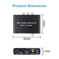 HDMI ARC Audio Extractor 192KHz DAC Converter SPDIF Optical Coaxial RCA 3.5mm