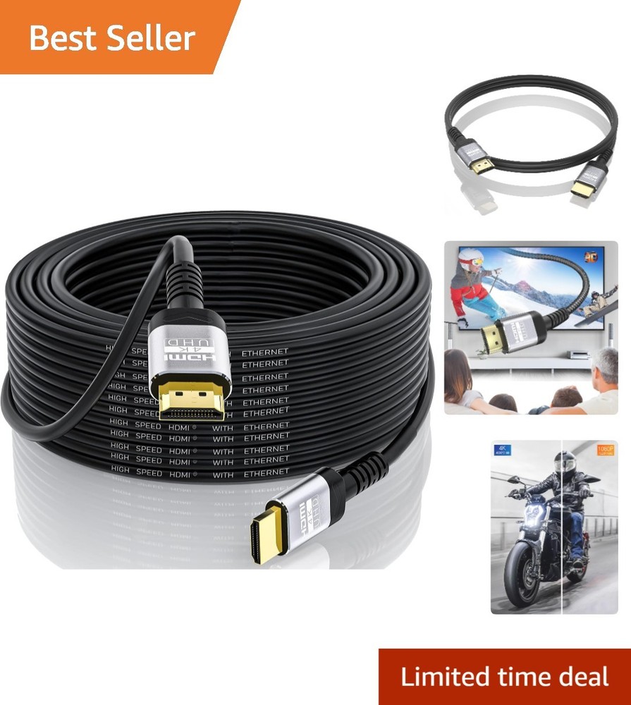 30 Ft 4K HDMI Cable – Supports Dolby Vision & 3D, Ideal for Modern Home Theaters