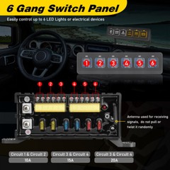 Wireless 6Gang Switch Panel LED Light Bar Circuit Control Box Car RV Boat Marine