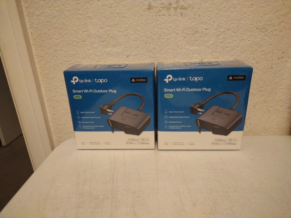 TP-Link Tapo Smart Wi-Fi Outdoor Plugs w/ Matter PW25 Google Alexa (2). B