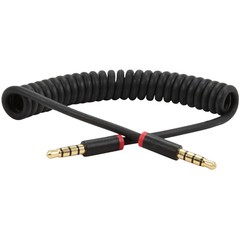 3ft 4-Pole Spring Coil 3.5mm 1/8″ Aux Cable w/ Mic Stereo Audio Auxiliary Cord