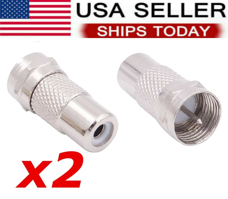 2PCS-RCA Female Jack to F-Type Male Plug Coax Adapter Radio Connector RG59/6 US