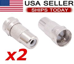 2PCS-RCA Female Jack to F-Type Male Plug Coax Adapter Radio Connector RG59/6 US