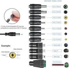 Universal 5V 2A AC Adapter Power Supply with 11 DC Plug Tips AC to DC5V 1.5A 1A