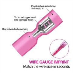 Female 22-10 AWG Heat Shrink Wire Spade Connectors Quick Disconnects Terminals