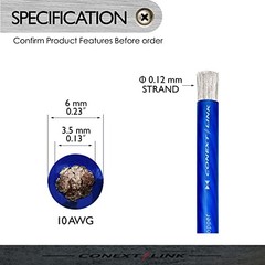 Conext Link 15 FT 10 AWG GA Full Gauge Battery Power Cable Ground Wire Frost