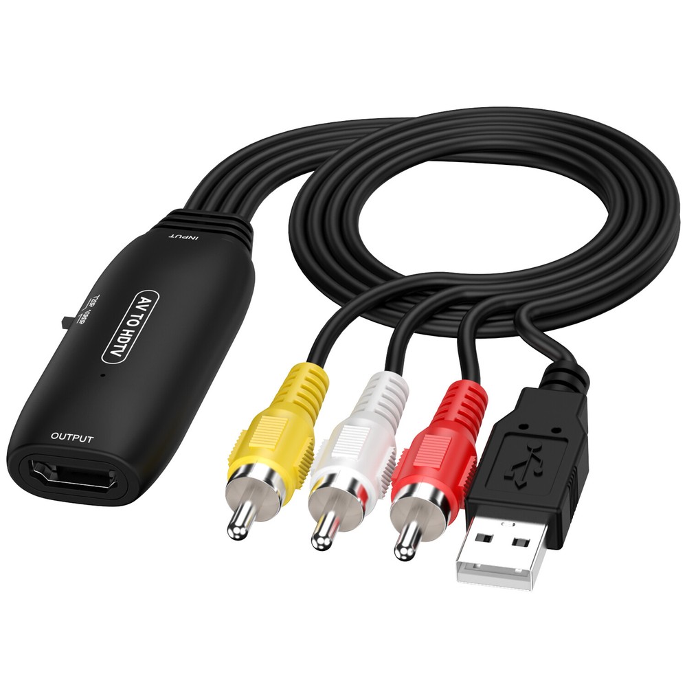 AV To HD Adapter Converter Cable CVBS 3 RCA 1080P Composite Video Audio NEW
