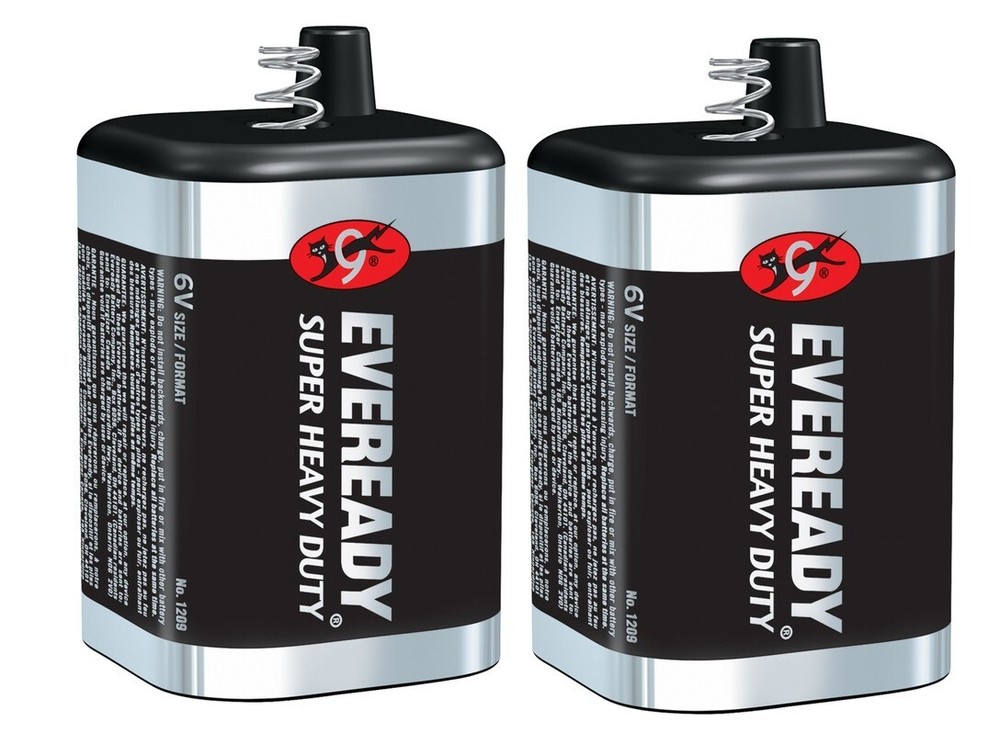 2~Eveready Super Heavy Duty 6V Zinc Carbon Lantern Non-Rechargeable Battery 1 pk