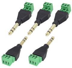 “6.35mm TRS Audio Screw Terminal Block Adapter – 3 Pin Female Connector, 5 Pack”
