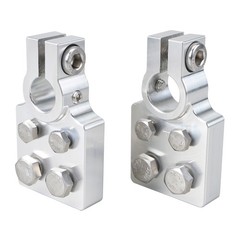 4 Spot Flat Lug Battery Terminal For SAE Top Post Clamp Car Audio Pair