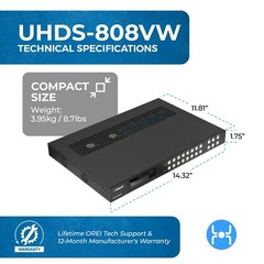 OREI 8×8 4K Seamless Matrix with Video Wall (UHDS-808VW)