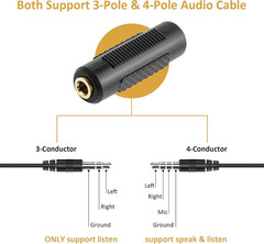 3.5Mm to 3.5Mm Stereo Jack Audio Adapter Female/Female Connectors,Gold Plated (5