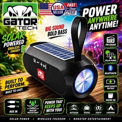 Bluetooth Wireless Portable Speaker Solar Power Stereo Bass USB SD FM Radio LOUD