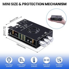 Audio Amplifier Board, ZK-1602T Bluetooth 5.0 Power Amp for Home Speakers 2.0…