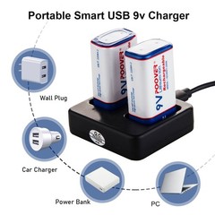 700mAh 9V 6F22 NIMH Rechargeable Batteries/ Optional 9 Volt Battery Charger Lot