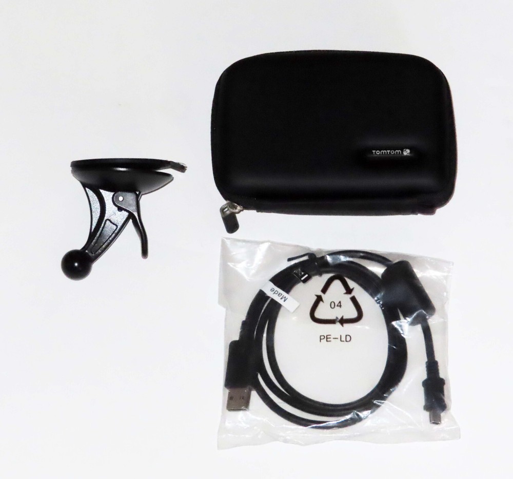 Original TomTom Car GPS Kit With Case, USB Cable, Windshield Mount — Never Used