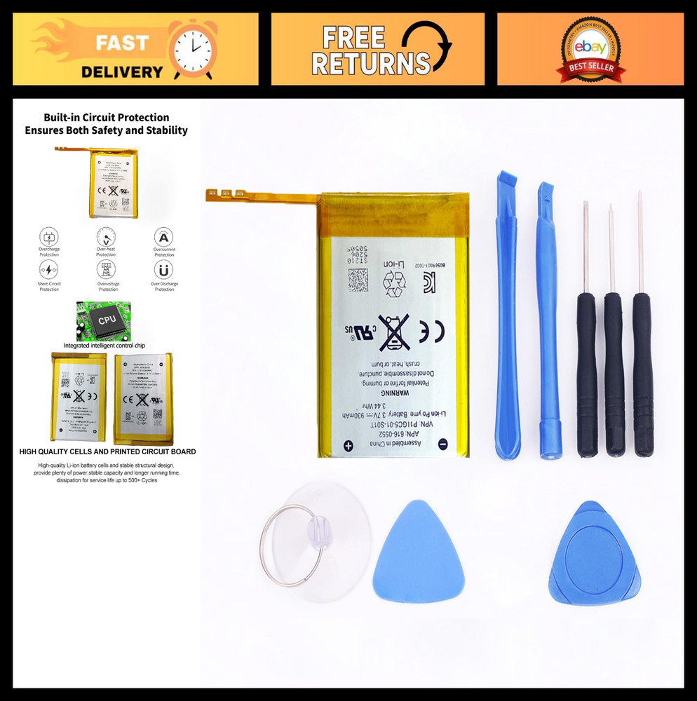 Replacement Battery for iPod Touch 4th Gen – 930mAh, 3.7V, Tools Included