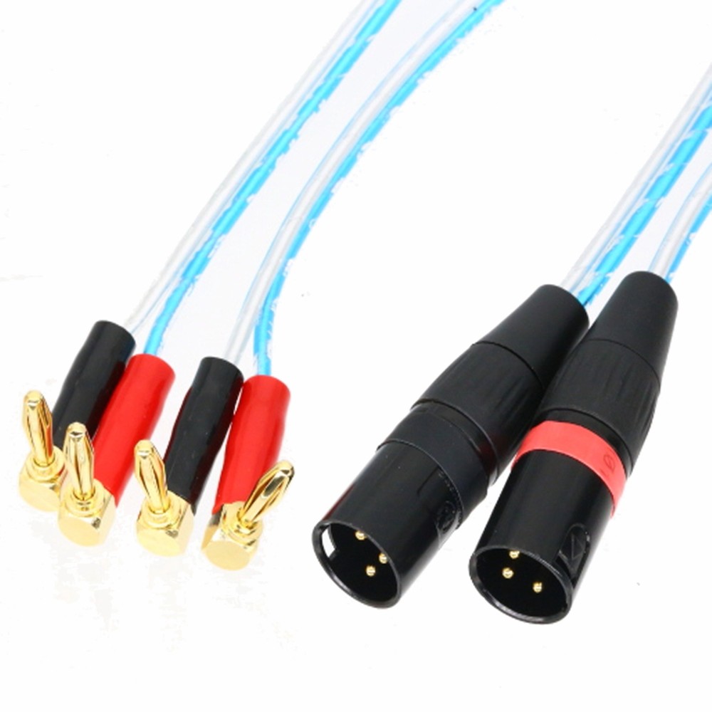 1Pairs Dual Banana Plug RA to XLR 3pin male Audio Speaker patch Cable DJ PRO PA