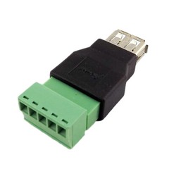 USB 2.0 Type A Female to 5 Pin Screw with Shield Terminal Plug Adapter Connector