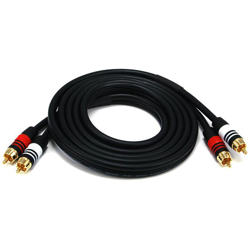 Monoprice 6ft Premium 2 RCA Plug/2 RCA Plug M/M 22AWG Cable – Black