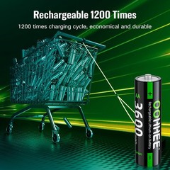 OOHHEE 8 PCS 3600mWh 1.5V AA Rechargeable Lithium Battery