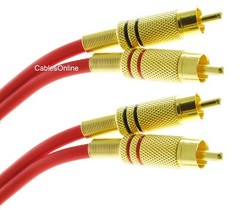 Dual-RCA Male/Male Gold-Plated Ultra-Flexible Red Audio Cable, AV-4xxR