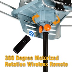 200 Miles Outdoor TV Antenna Motorized Amplified HD TV 1080P VHF/UHF 360° Rotor