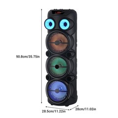 8000W Cylindrical Bluetooth Speaker w/ 3×8″ Woofers Karaoke Mic Heavy Bass Party
