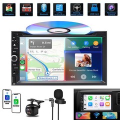Backup Camera 2-Din Car Stereo Radio CD DVD Player Bluetooth CarPlay GPS Auto AM