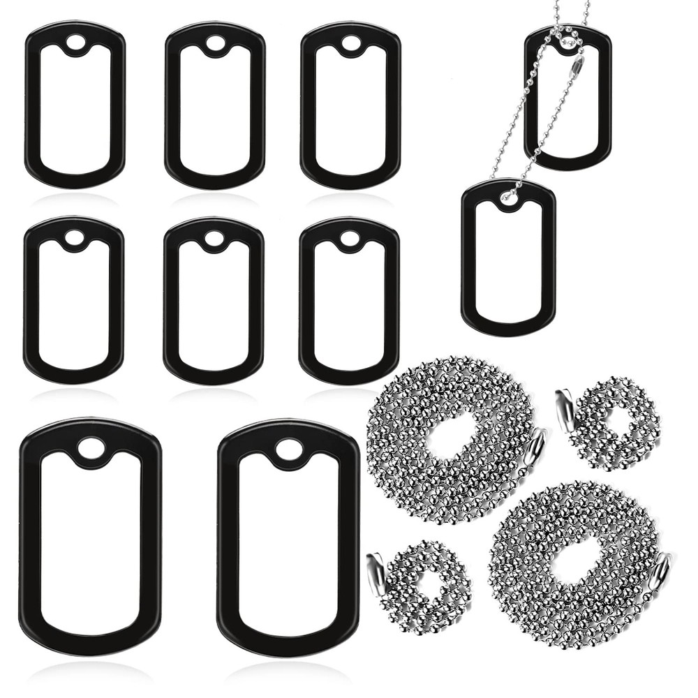 10 Pack Dog Tag Silencers, Black Engraved Silicone 5.2x3x0.3cm,