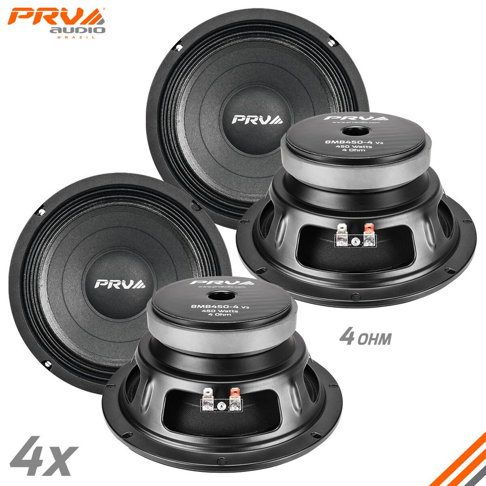 4x PRV Audio 8MB450-4 Midbass Car Audio 8″ Speakers 4 Ohm 8MB PRO 1800 Watts