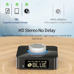 LED Bluetooth 5.0 Receiver Transmitter Wireless 3.5mm AUX to RCA HiFi Adapter