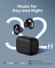 Soundcore AeroClip by Anker, Open-Ear Earbuds, Clip-On Headphones, Stable Fit