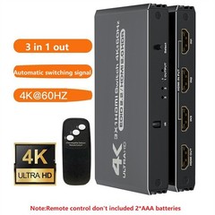 3 Port 4K 3X1 HDMI Switcher 3 In 1 Out HDMI With IR Remote Supporting HDCP2.2