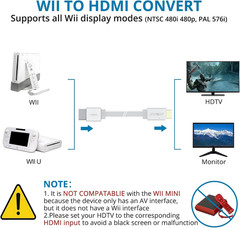 Wii to HDMI Converter 1080P 5ft 150cm Adapter HDMI Cable Output