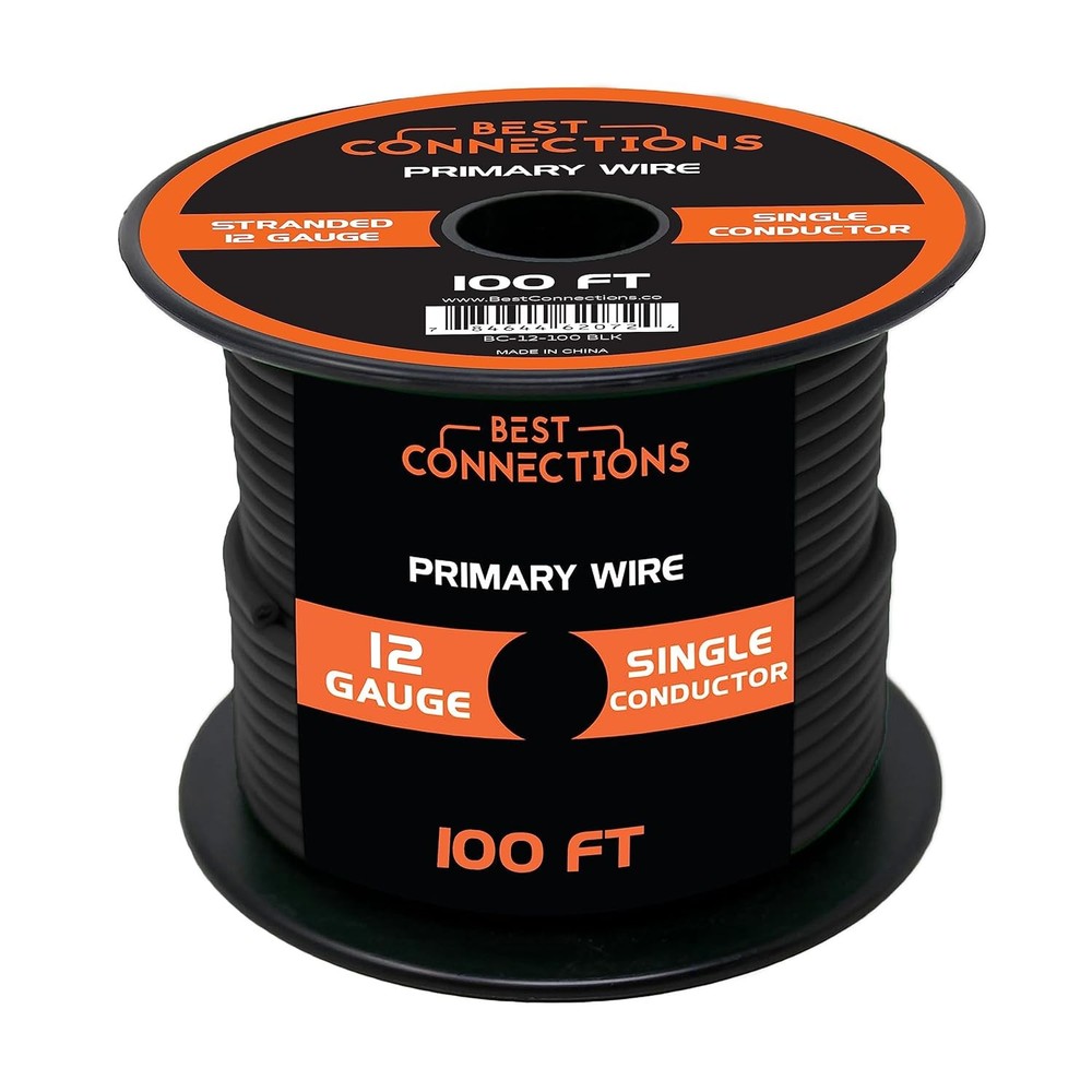 BEST CONNECTIONS 12 Gauge Automotive Primary Wire, 100ft (Various Color Options)