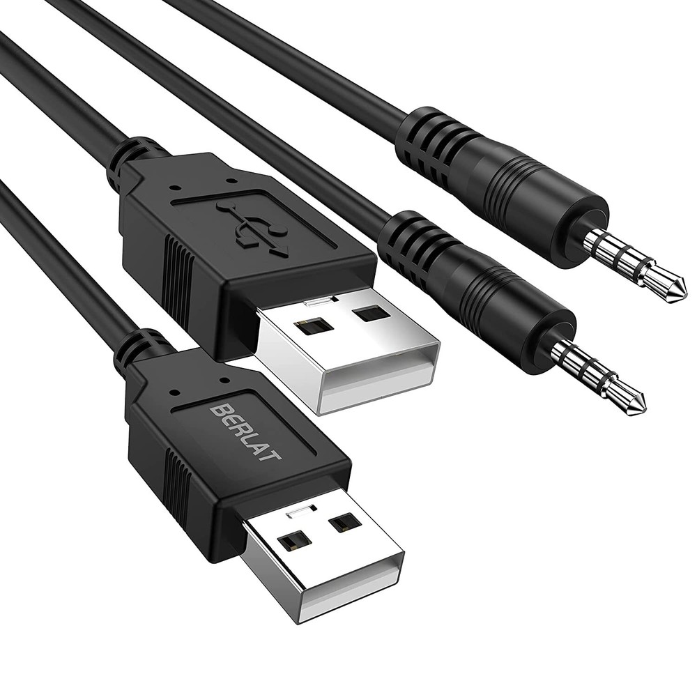 3.5mm Male Aux Audio Jack To Usb 2.0 Male Charge Cable Adapter Cord 2pack Audio