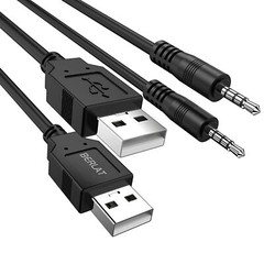 3.5mm Male Aux Audio Jack To Usb 2.0 Male Charge Cable Adapter Cord 2pack Audio