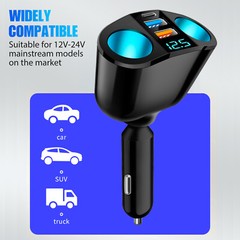 Outlet 12V Dual USB Car Cigarette Lighter Socket Splitter Power Adapter Charger