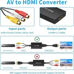 RCA to HDMI Converter, Analog Composite to HDMI Adapter Compatible DVD Players