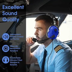Aviation Pilot Headset with Passive Noise Reduction for Flight School Student…