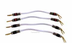 QED GENESIS Silver Spiral 4x Speaker Jumper Cable Terminated Qed Airloc Plugs