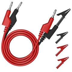 6pcs Stackable Banana to Banana Plug Test Cable Lead Set with 4mm Socket