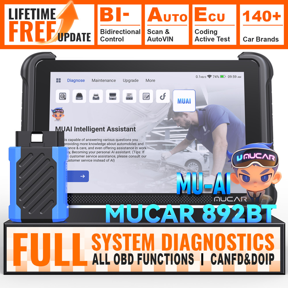 MUCAR 892BT Bidirectional OBD Scanner AI-Assist Diagnostic Tool Key Coding CANFD