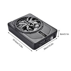 1200W Powered Car Truck Sub: Slim Under-Seat 10″ Subwoofer w/ Amp Kit Speaker