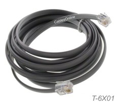 RJ12 6P6C Flat Modular 26AWG Telephone Cross-Wired Cable, Gray