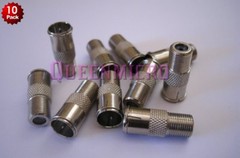 10 Pack F-type Quick Push-On Adapter Male-Female Coax Cable RG59 RG6 Connector