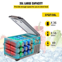 VEVOR 1.23Cuft Compressor Portable Small Refrigerator Cooler Freezer Home