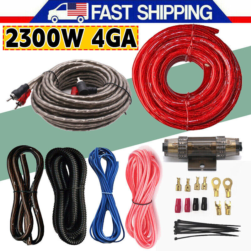 2300W 4GA Cable Car Audio Kit Amp Amplifier RCA Sub Woofer Wiring Wire