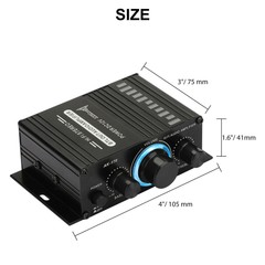 HiFi Amplifier Mini 400W Aluminum Audio Stereo Power Amplifier Preamp DC 12V Car